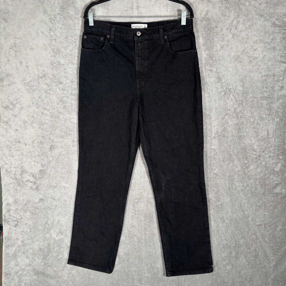 Abercrombie & Fitch 90s Straight Ultra High Rise Black Jeans Womens 31 12S Y2K